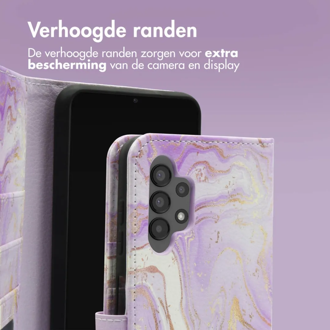 Imoshion Galaxy A13 4G Hoesje Purple Marble - 3 Pasjes - afbeelding 6 van 6