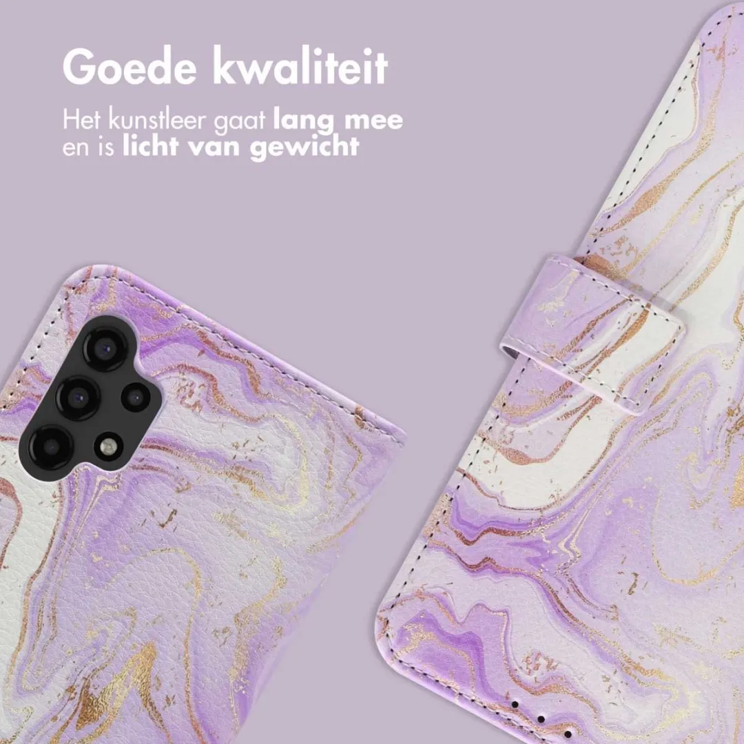 Imoshion Galaxy A13 4G Hoesje Purple Marble - 3 Pasjes