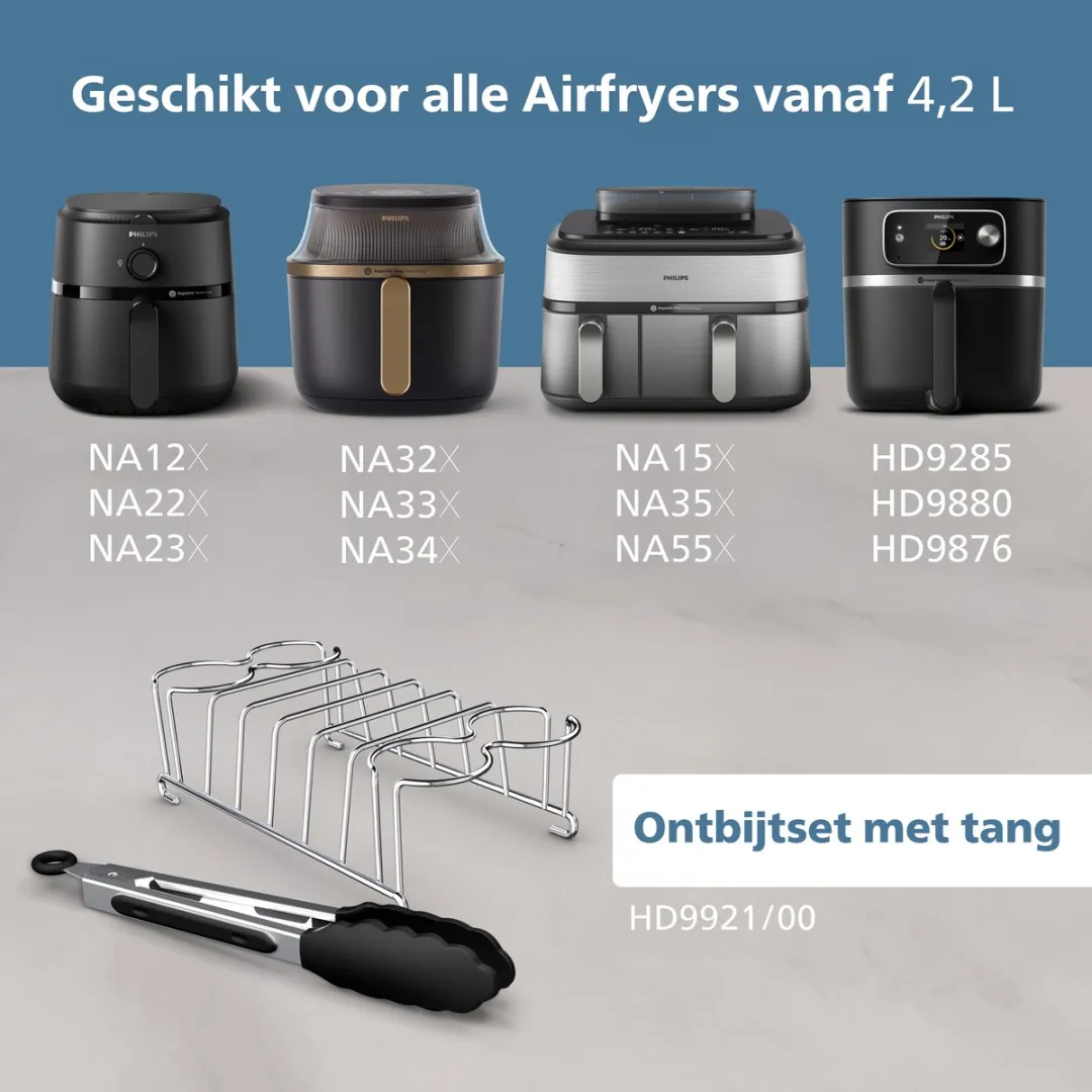 Philips Ontbijtset Airfryer Accessoire - HD9921/00 - Geschikt voor Philips - Ontbijtset Met Tang