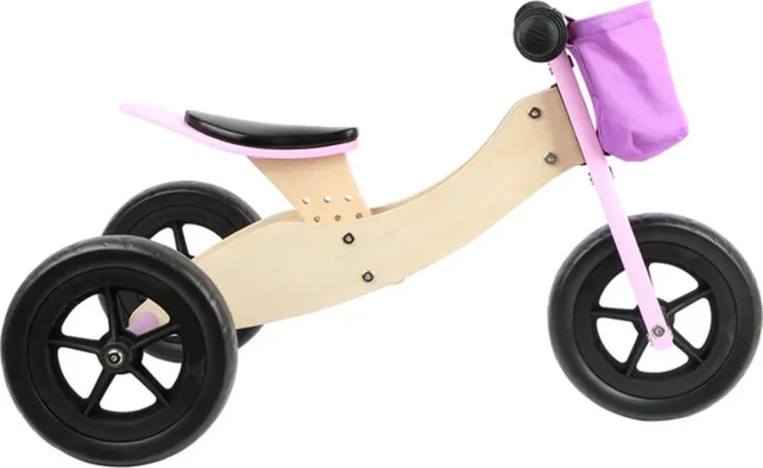 Small Foot Houten Driewieler & Loopfiets 2in1 - Roze