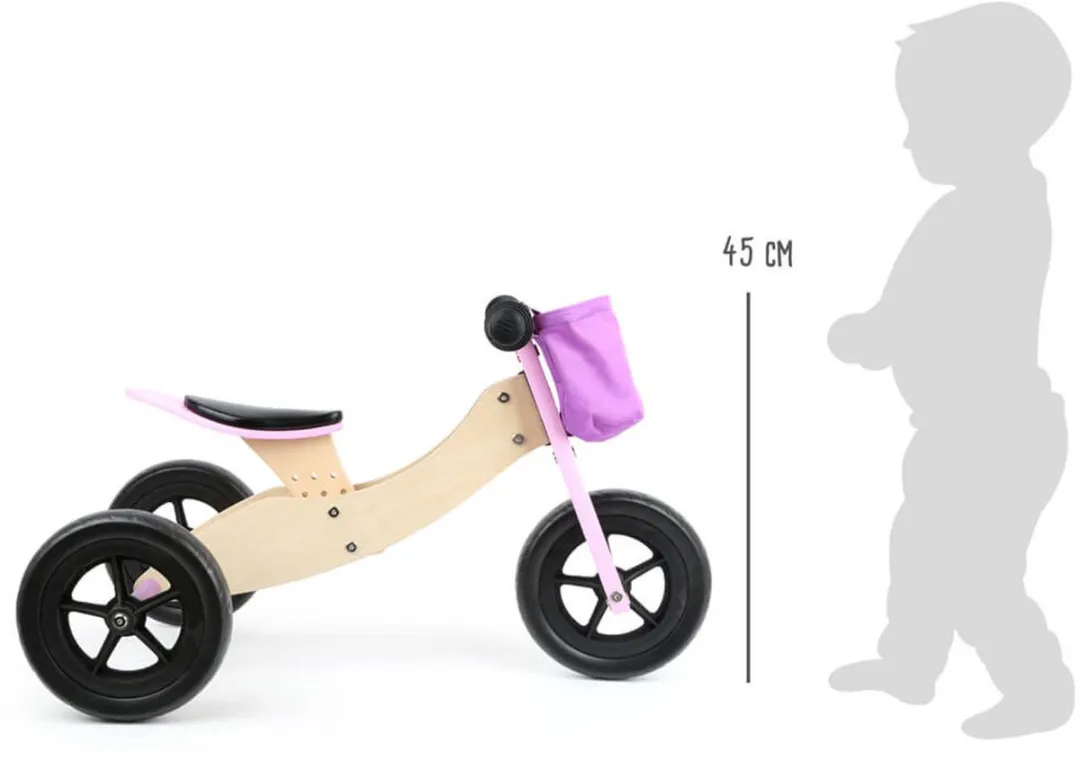 Small Foot Houten Driewieler & Loopfiets 2in1 - Roze - afbeelding 6 van 6