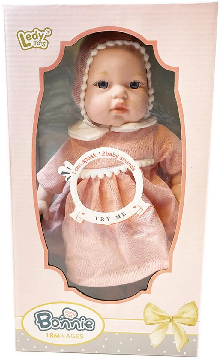 Ledy Toys® - Zachte pop die "mama" zegt en 12 liefdevolle geluiden maakt - 30,5 cm - 18+ maanden