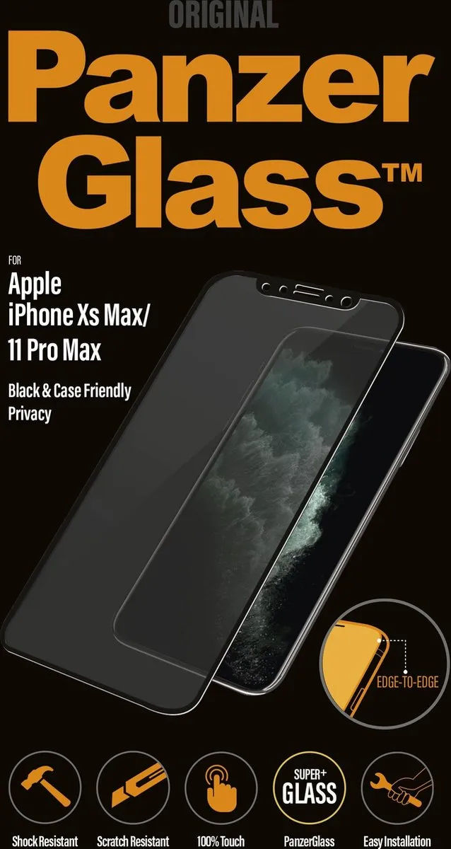 PanzerGlass PZ-P2666 Screenprotector iPhone XS Max - Zwart