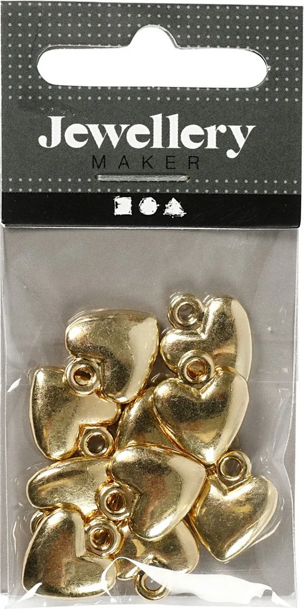Creativ Company Hartvormige Hanger 13x15mm - Verguld - 10 Stuks