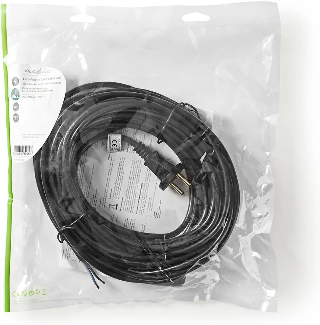 Nedis Stroomkabel VCPC110CBK150 - 15m - Type-F - Zwart