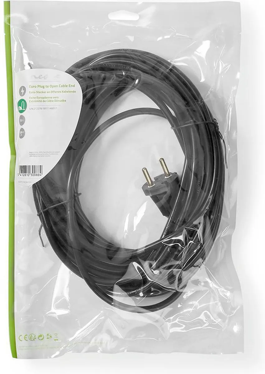 Nedis Stroomkabel VCPC110CBK150 - 15m - Type-F - Zwart