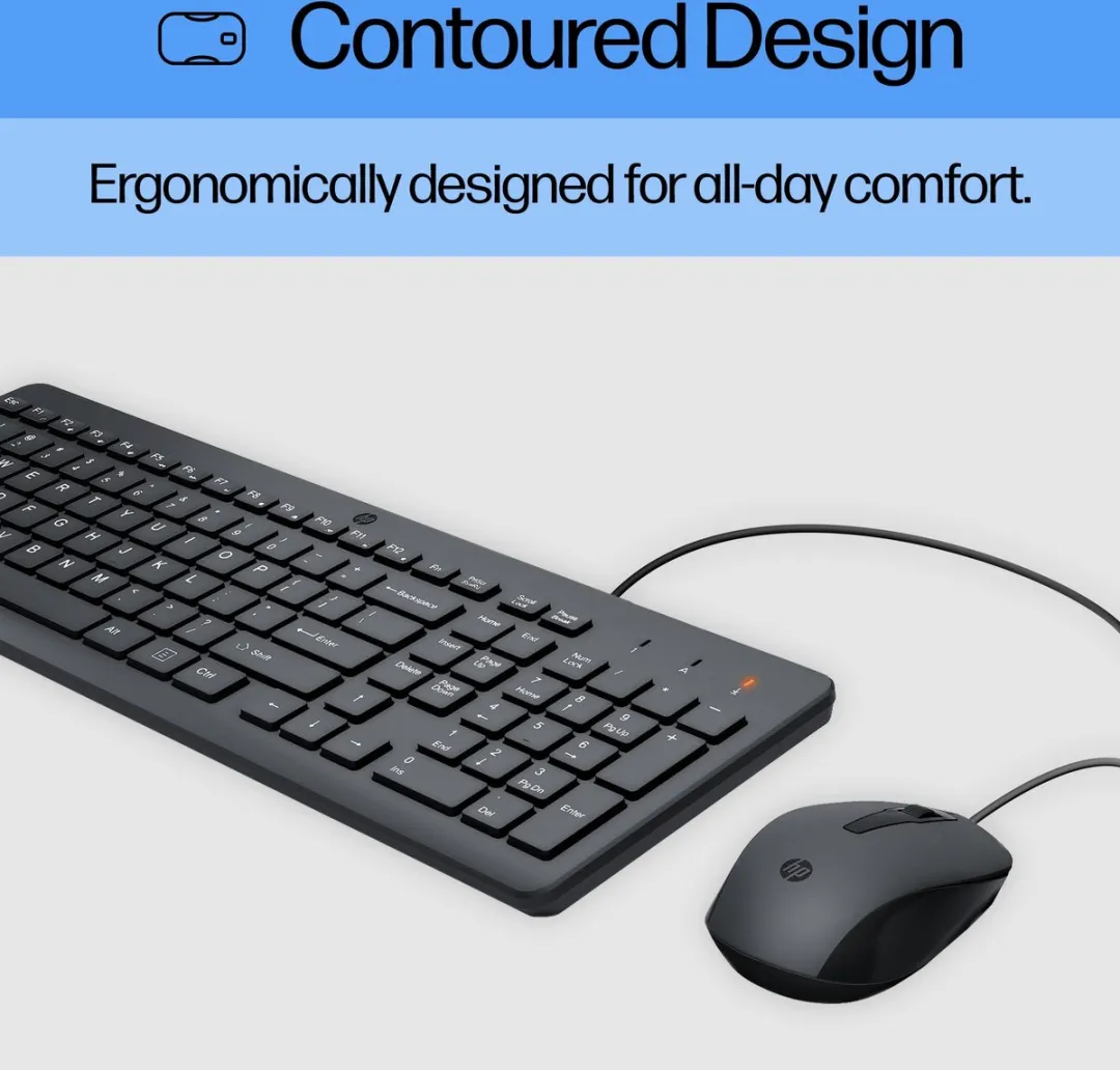 HP 150 Wired Combo Toetsenbord & Muis - Zwart