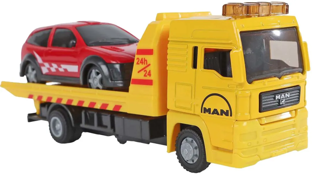 Kids Globe Man Vrachtwagen Bergingswagen met Auto, 19cm