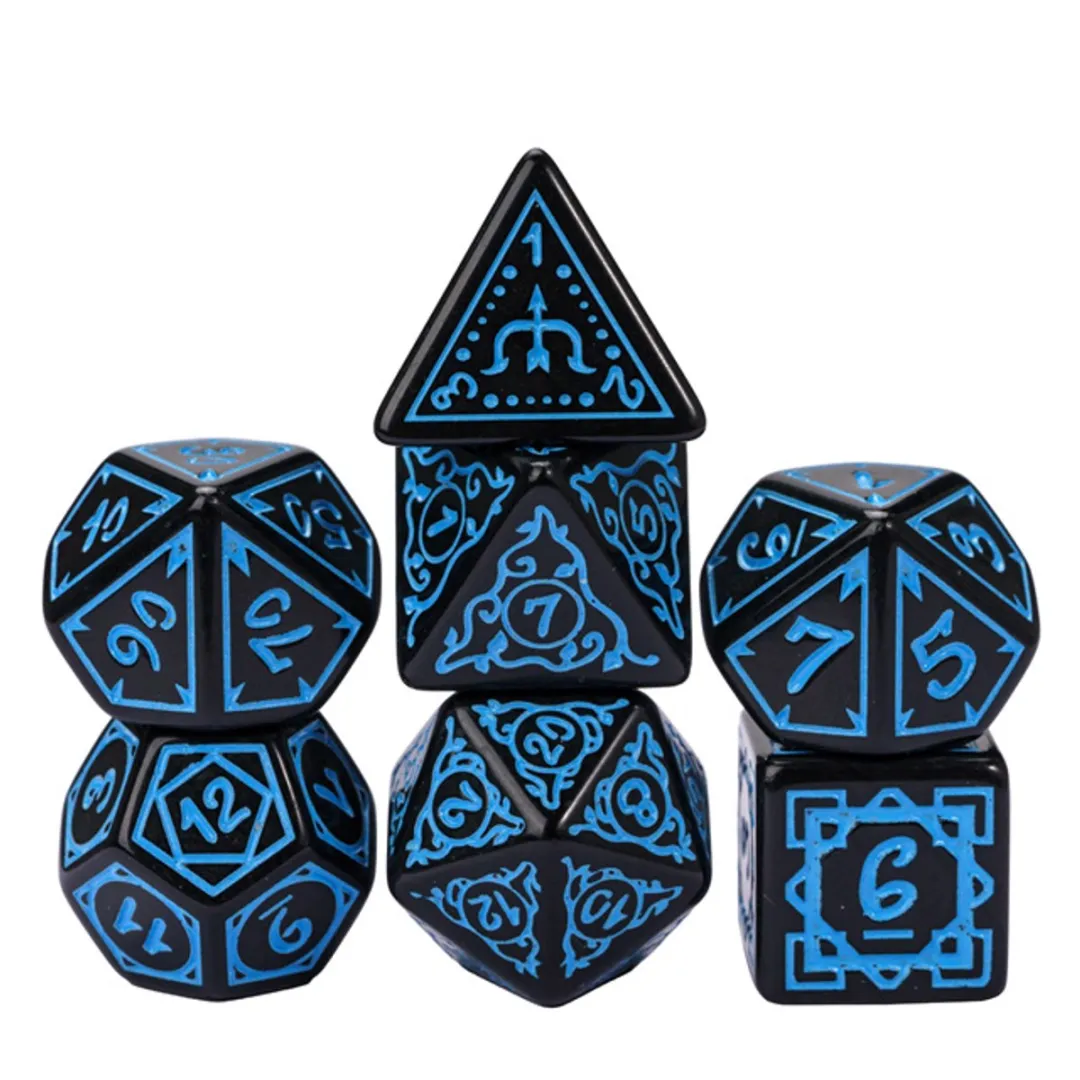 HOT Games Druide Dobbelstenen Set 7-delig - Zwart/Blauw