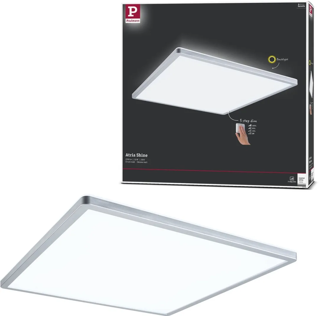 Paulmann LED-paneel Atria Shine 420x420mm 22W 2200lm - Chroom mat