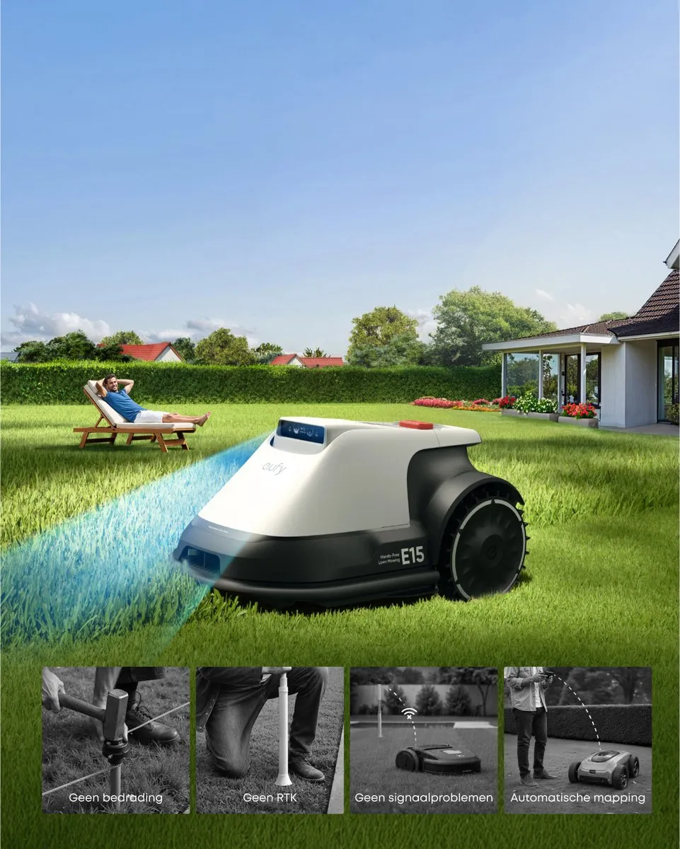 Eufy Robotgrasmaaier E15 Ride-On Edge - 800 m² - Appbediening