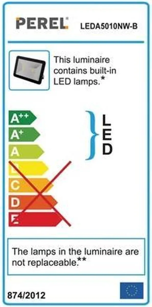 Perel LED-Schijnwerper 100W 10800lm - Zwart - afbeelding 5 van 5