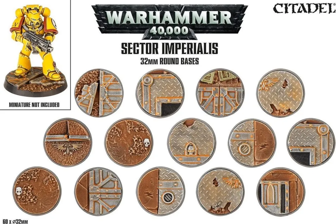 Games Workshop Warhammer 40.000 Sector Imperialis 32mm Round Bases - 60 Stuks