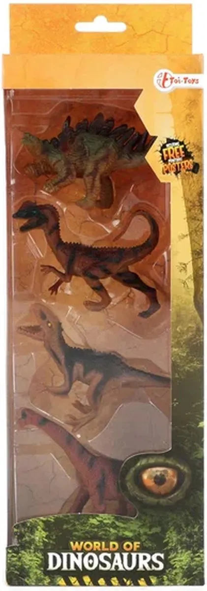 Toi-Toys World of Dinosaurs Speelgoedset 4 Dino's - Multicolor