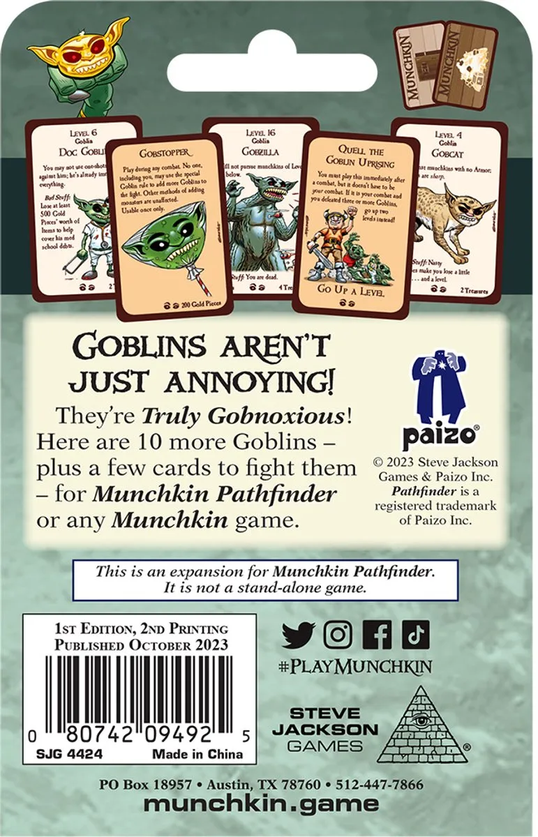 Steve Jackson Games Munchkin Pathfinder Truly Gobnoxious Uitbreiding