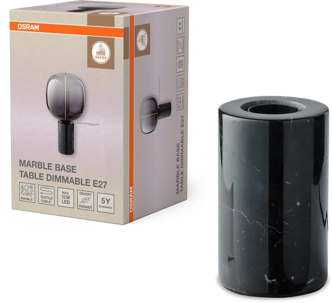 Osram Decor Marmeren Basis Tafellamp E27 - 80cm - Zwart