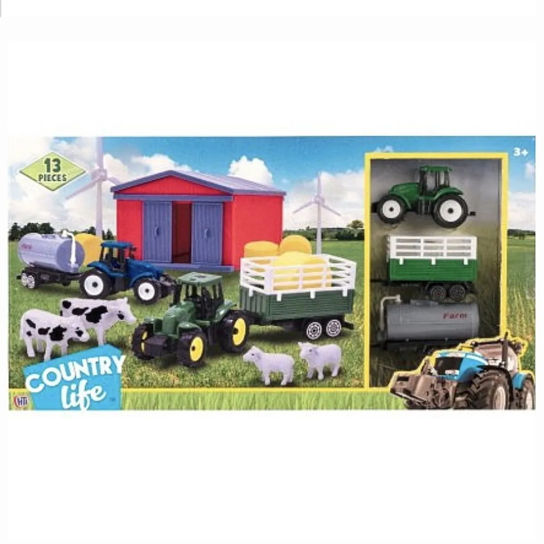 Country Life - Boederij set 13-delig - koeien - schapen - tractor - schuur - windmolen