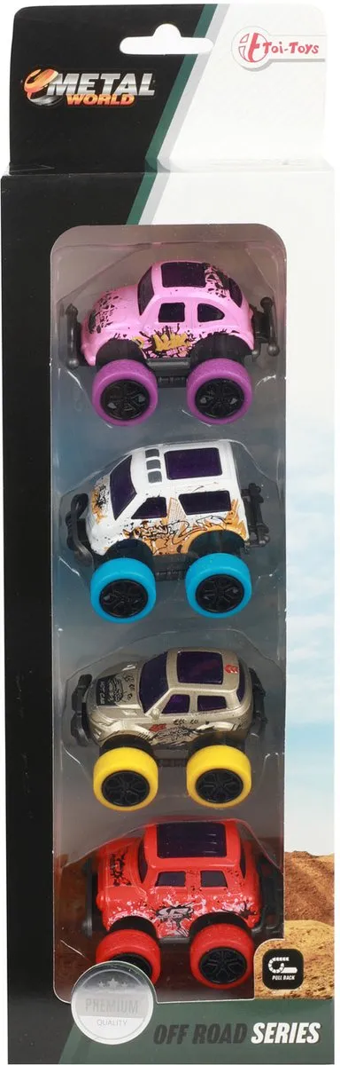 Toi-Toys Metal Off Road Auto's 4st - Multi kleuren - afbeelding 6 van 6
