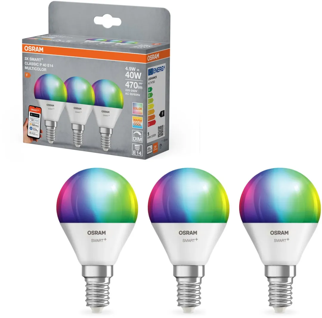 Osram SMART+ P40 RGBW E14 LED-lamp - 3 Stuks - Mat