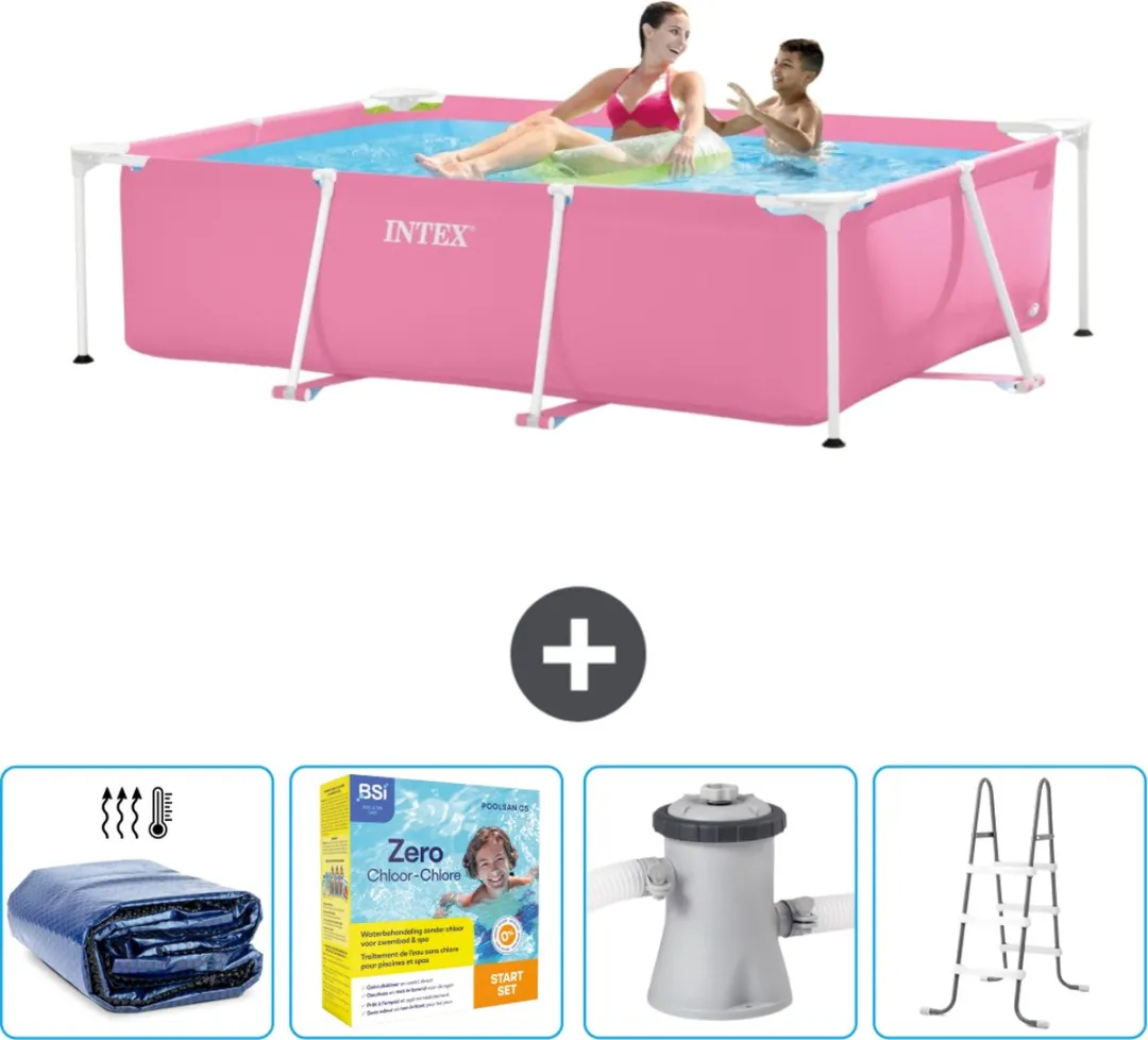 Intex Rechthoekig Frame Zwembad 220x150cm Roze