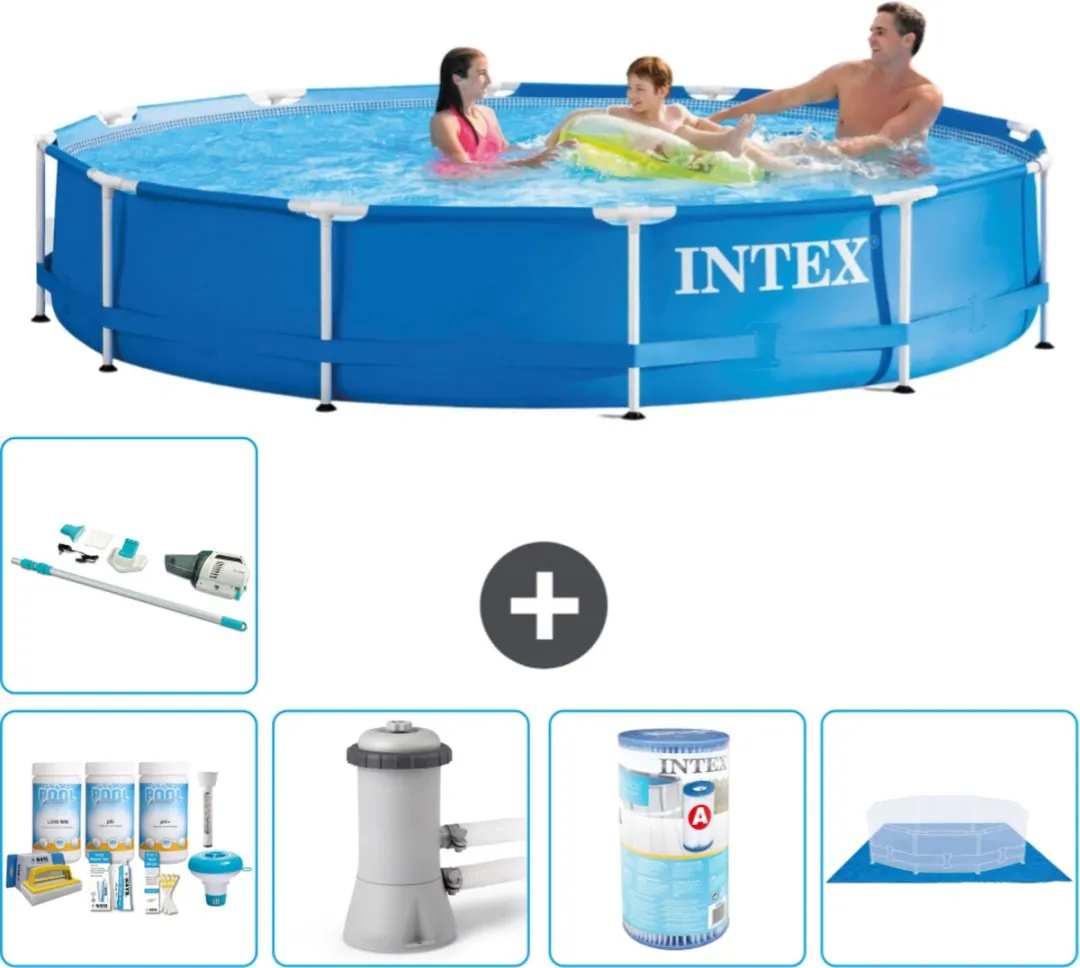 Intex 28210NP-Blauw Rond Frame Zwembad 366x76cm