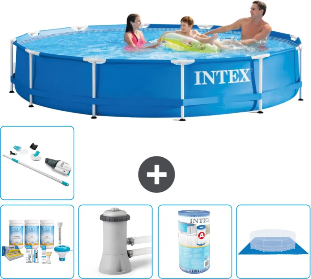 Intex 28210NP-Blauw Rond Frame Zwembad 366x76cm - Blauw