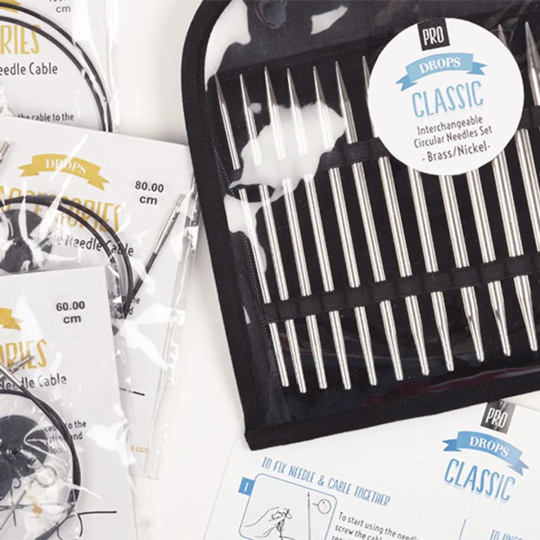 Drops Pro Classic Verwisselbare Rondbreinaalden Set - Messing met nikkel omhulsel