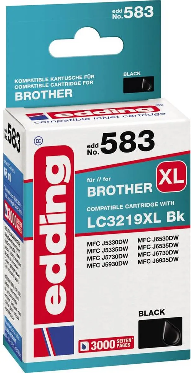 edding Inktcartridge 18-583-01 - Zwart - Compatibel met Brother LC-3219XLBK - afbeelding 2 van 3