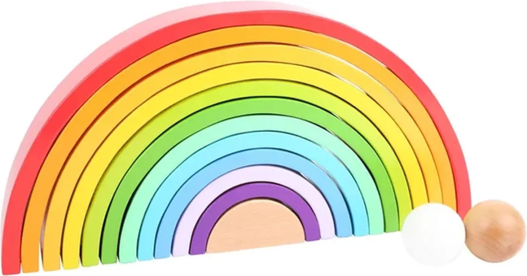 Small Foot Houten Bouwblokken Regenboog XL - 14 Stuks