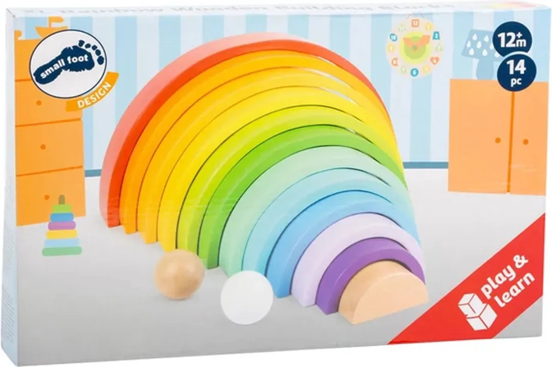 Small Foot Houten Bouwblokken Regenboog XL - 14 Stuks