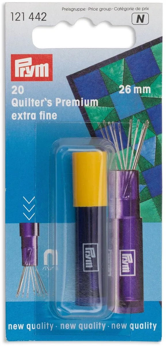 Prym Quiltingnaalden EF 26 x 0,53mm - 20 Stuks - Zilverkleurig
