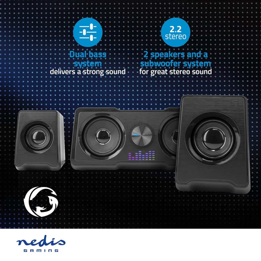Nedis GSPR21022BK Gamingluidsprekers 2.2-kanaals 16W - Zwart