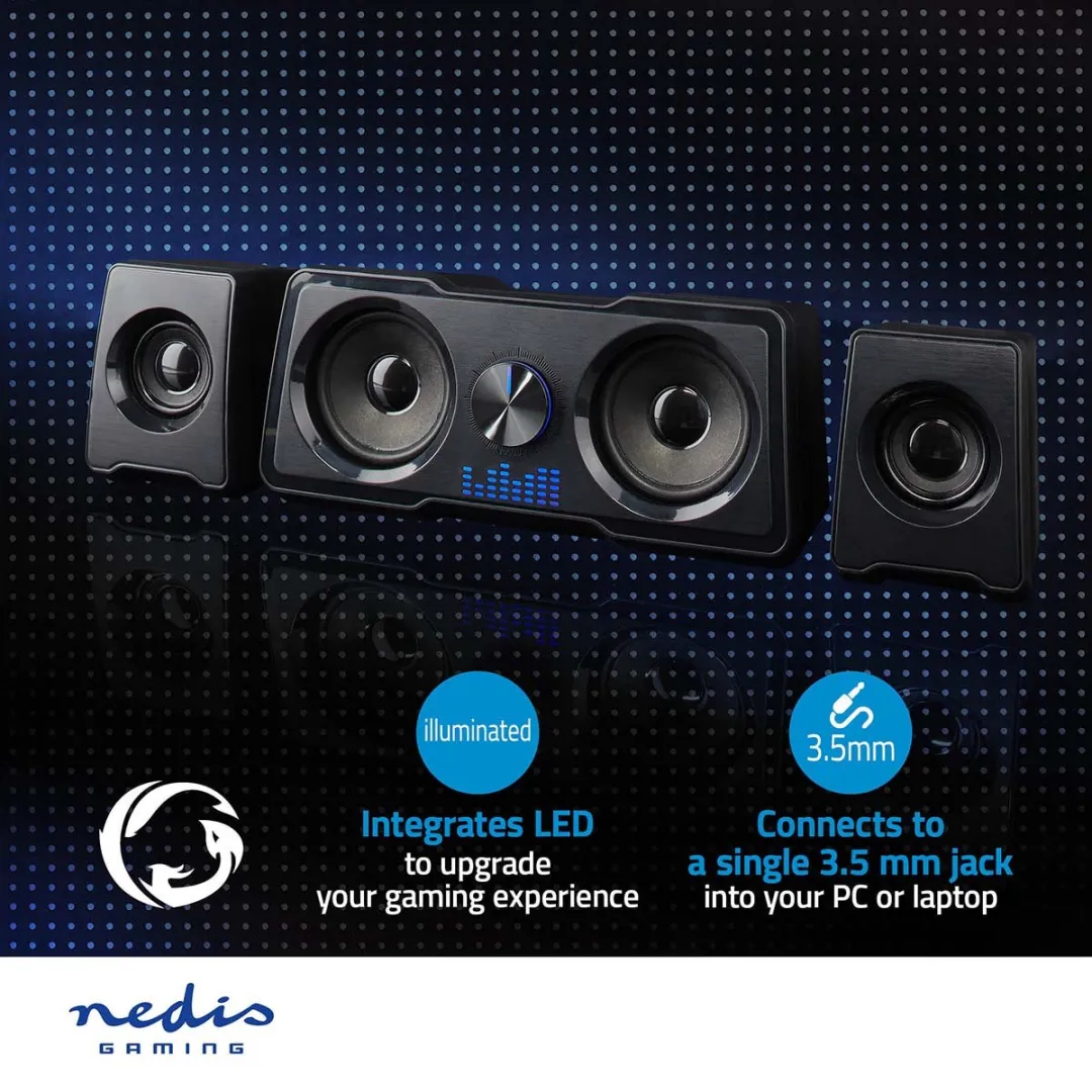 Nedis GSPR21022BK Gamingluidsprekers 2.2-kanaals 16W - Zwart