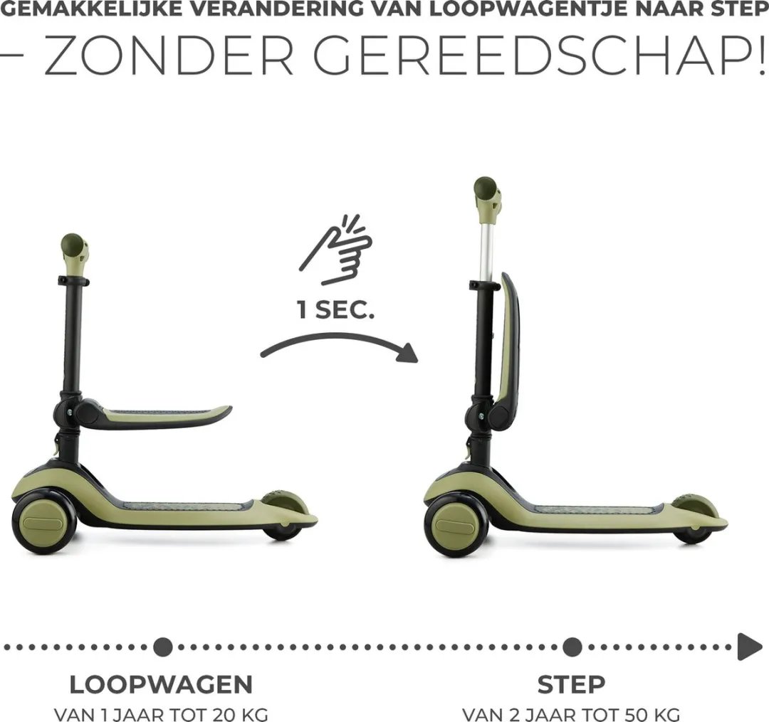 KinderKraft Halley 2-in-1 Loopfiets/Driewieler - Groen