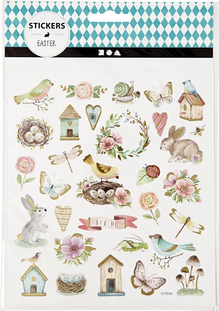 Creativ Company Creotime Stickervel Voorjaar Pasen - Multicolor 15x16,5cm