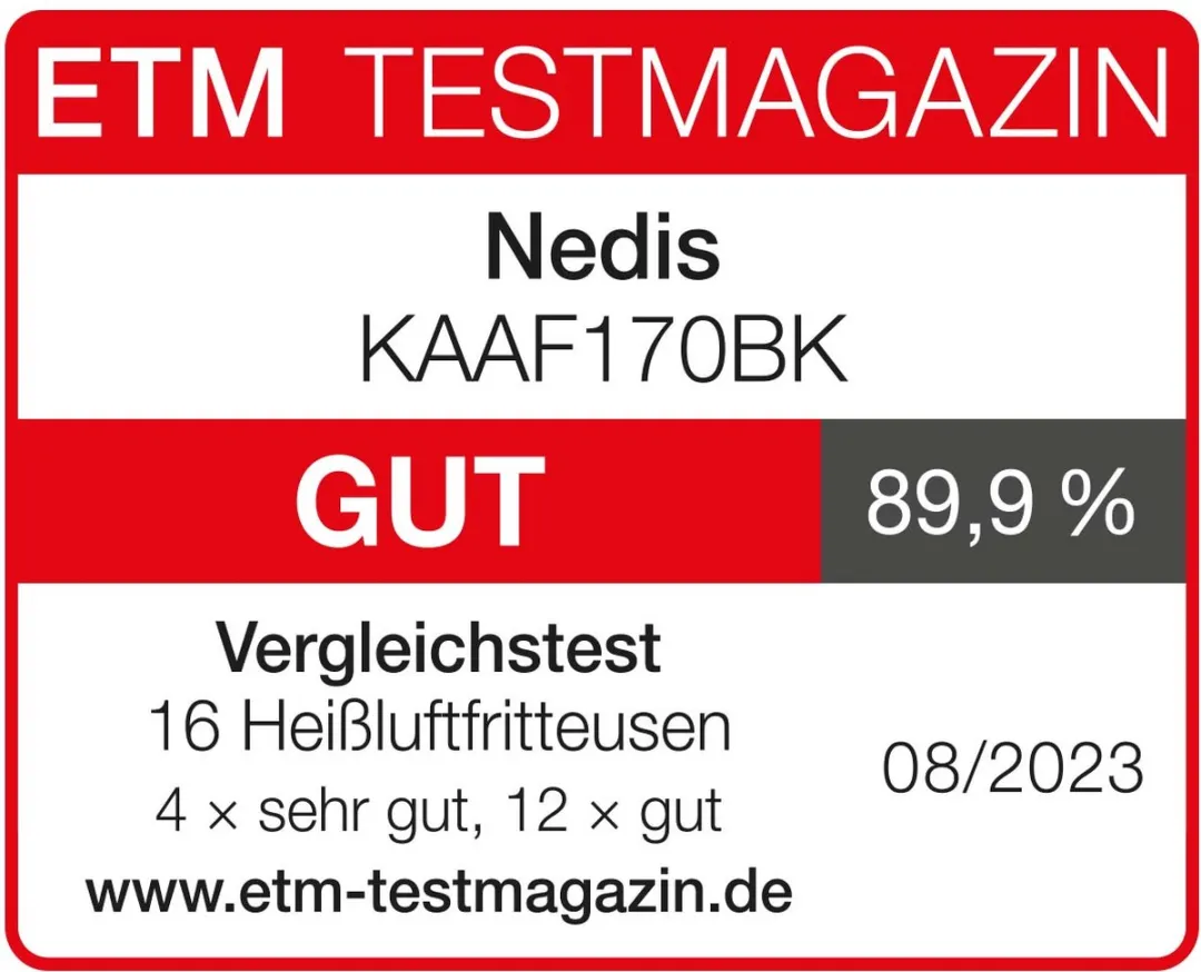 Nedis Airfryer XXL 7,2L - 8 Programma's - 1800W - Zwart