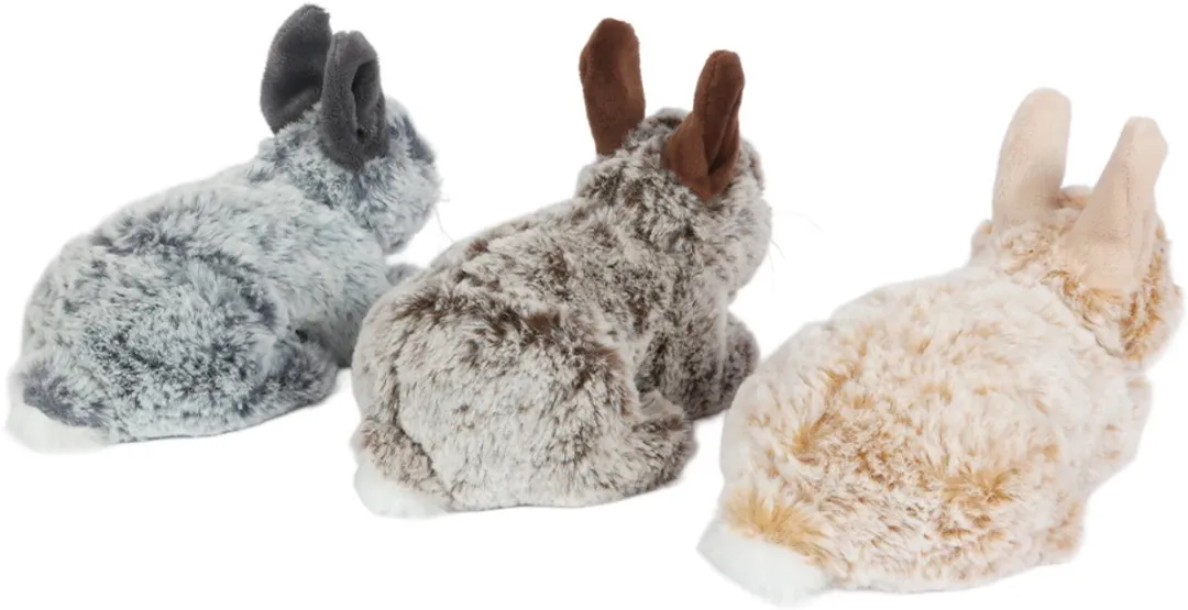 PIA Pluche Konijnen Liggend - 3 Stuks 18cm - Grijs/Bruin/Beige