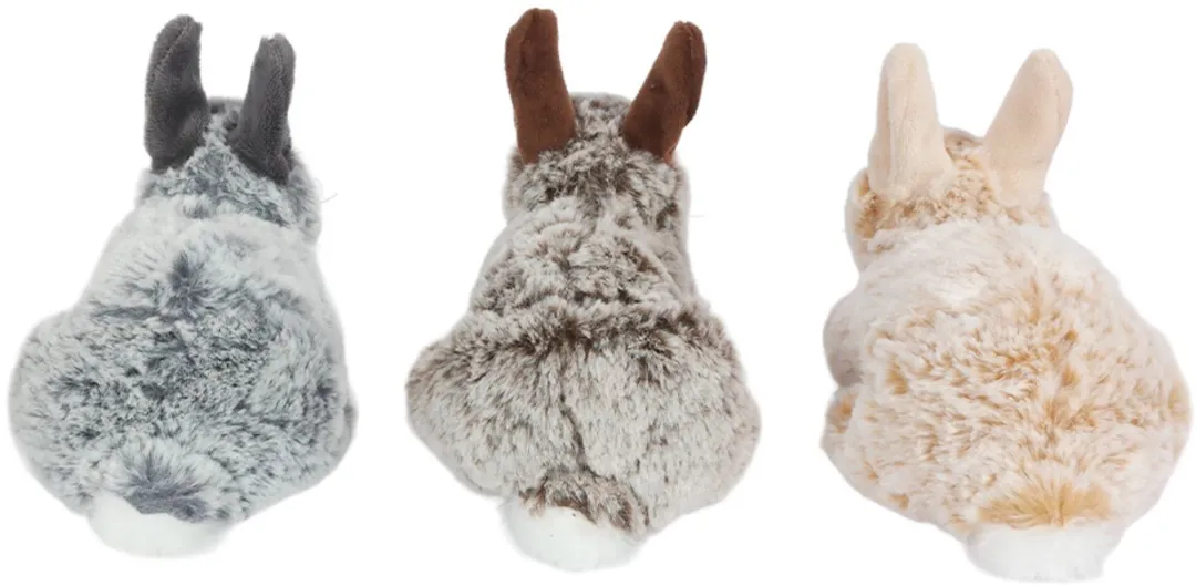 PIA Pluche Konijnen Liggend - 3 Stuks 18cm - Grijs/Bruin/Beige