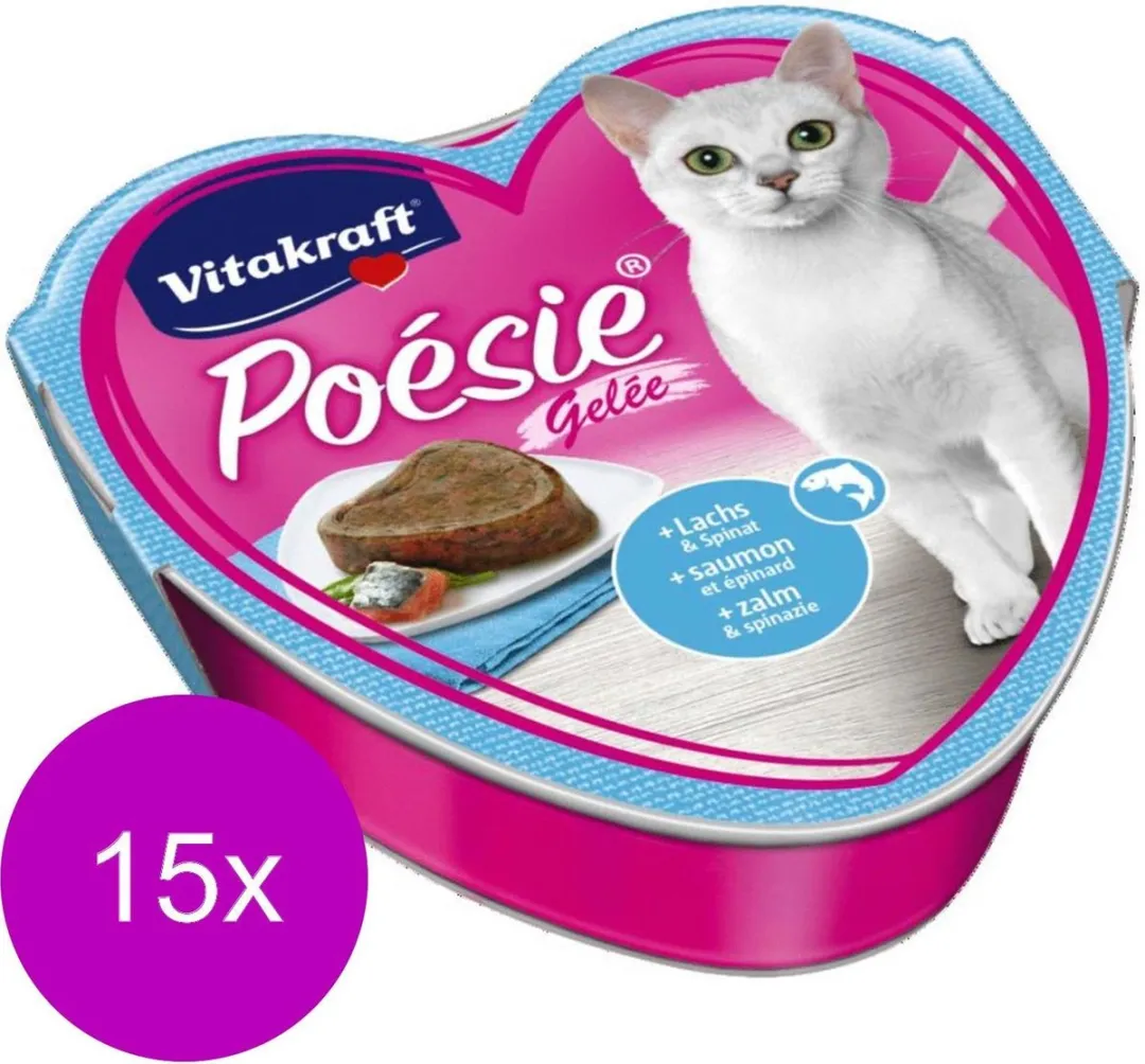 Vitakraft Poésie Gelei Alu 85g - 15x Zalm & Spinazie