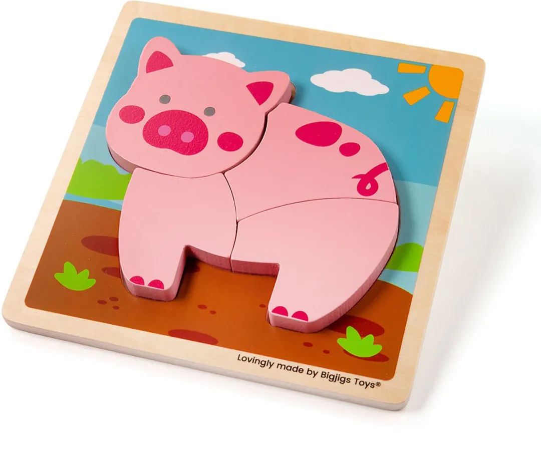 BIGJIGS Houten Puzzel Varken Multicolor