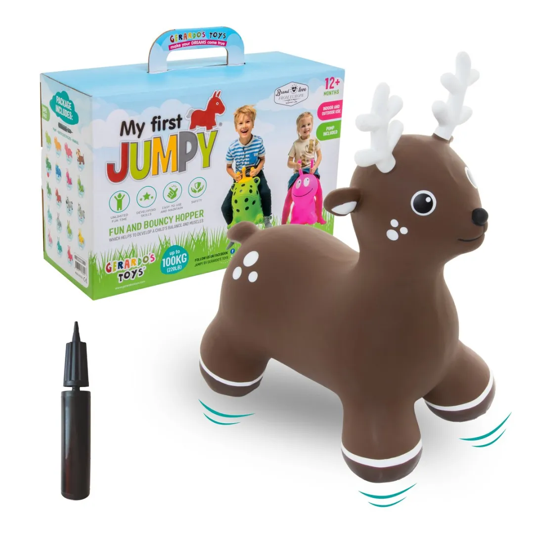 VTOYZ-GERARDOS Jumpy Hert Bruin Skippybal - 100 kg - Incl. pomp