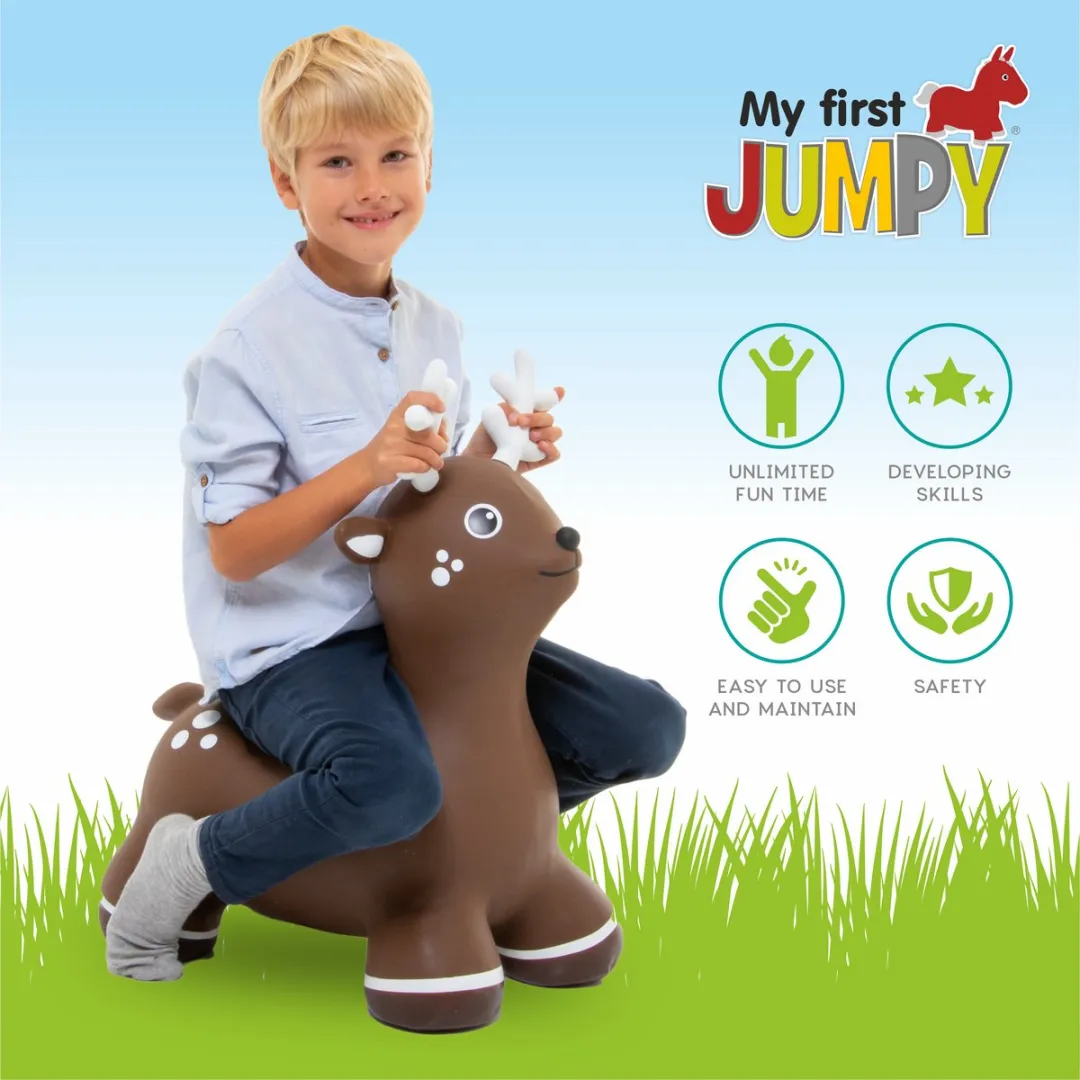VTOYZ-GERARDOS Jumpy Hert Bruin Skippybal - 100 kg - Incl. pomp