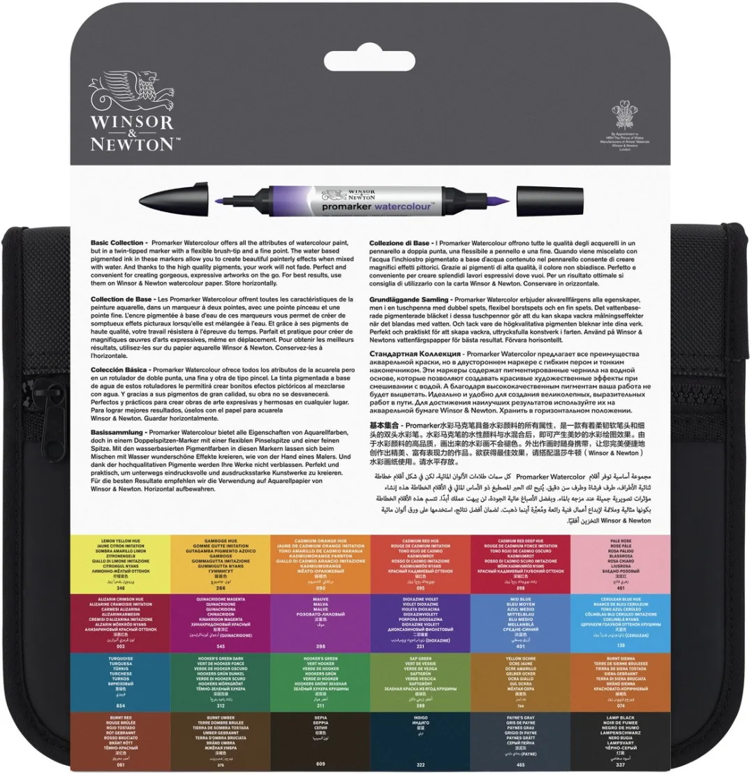 Winsor & Newton Promarker Watercolour 24 Stuks Basic Collection - Aquarelmarker