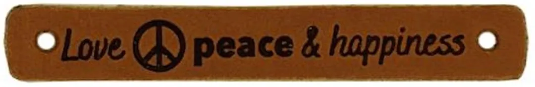 Durable Leren Labels Love Peace & Happiness - 2 Stuks