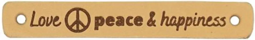 Durable Leren Labels Love Peace & Happiness