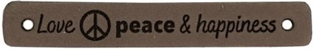 Durable Leren Labels Love Peace & Happiness - 2 Stuks