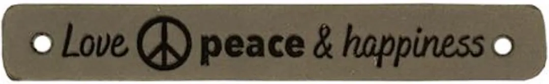 Durable Leren Labels Love Peace & Happiness - 2 Stuks