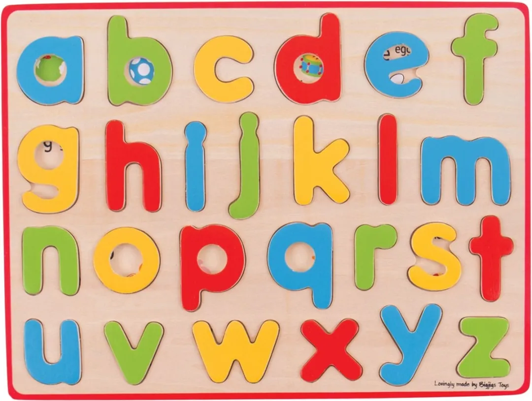 Bigjigs Inlegpuzzel Kleine Letters BJ757 - 26 Stuks - Multicolor