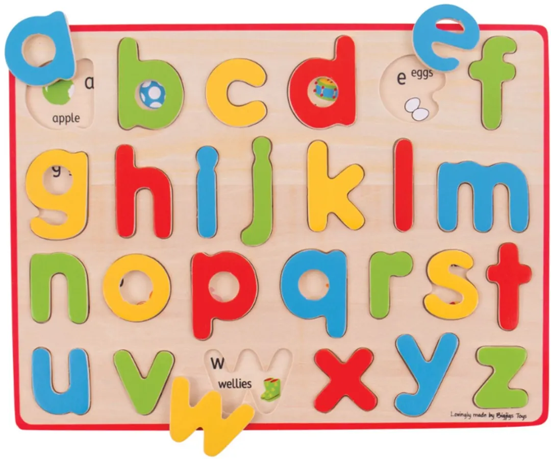 Bigjigs Inlegpuzzel Kleine Letters BJ757 - 26 Stuks - Multicolor
