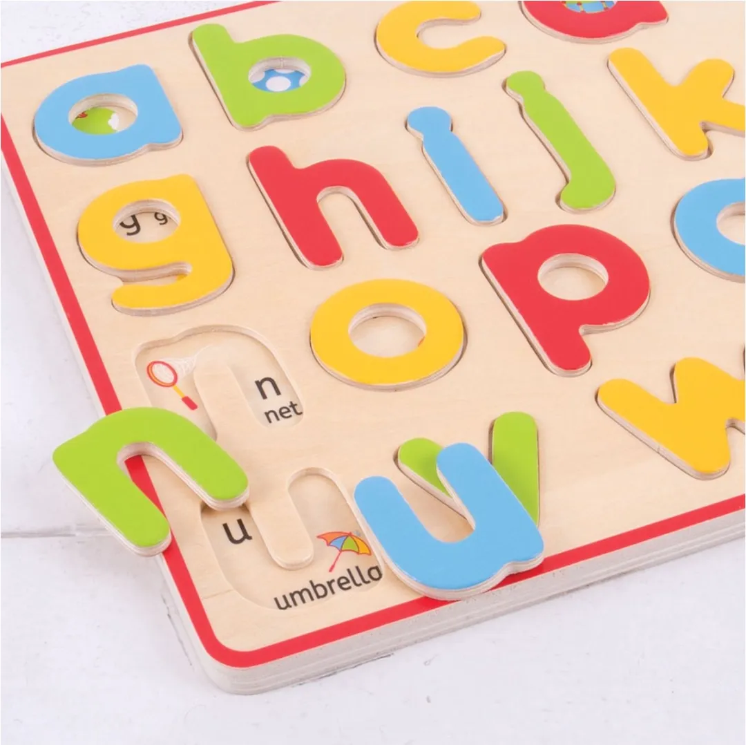 Bigjigs Inlegpuzzel Kleine Letters BJ757 - 26 Stuks - Multicolor